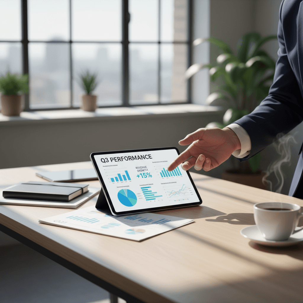 Professional reviewing financial documents in a modern office